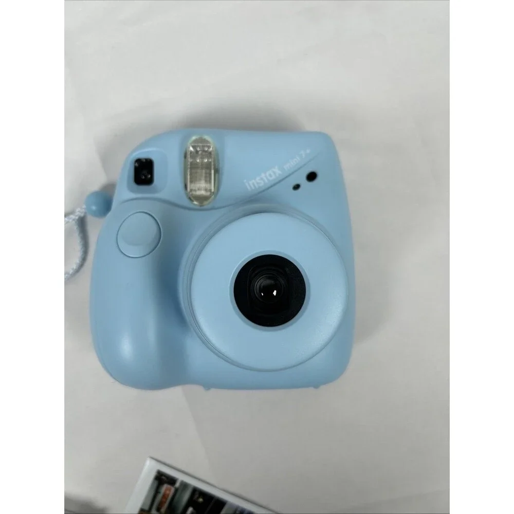 Fujifilm Instax Mini 7+ Instant Film Camera Light Blue Case Album Straps